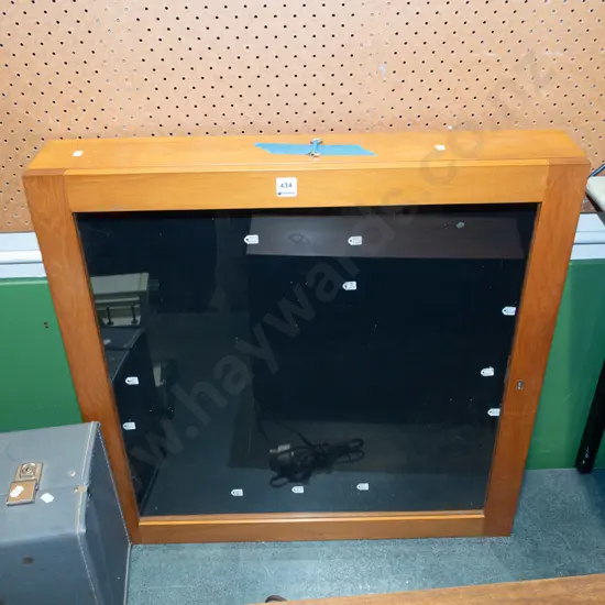 wall mounted lockable display case - key in office H700 W700 D120