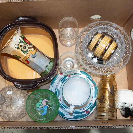 box; cut crystal bowls, etched glass wine glasses, decanter etc