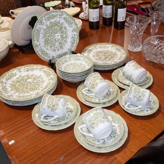 Royal Staffordshire Avondale green and white floral dinner items