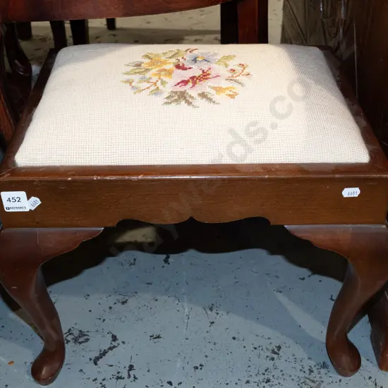 mahogany cab leg needlework footstool