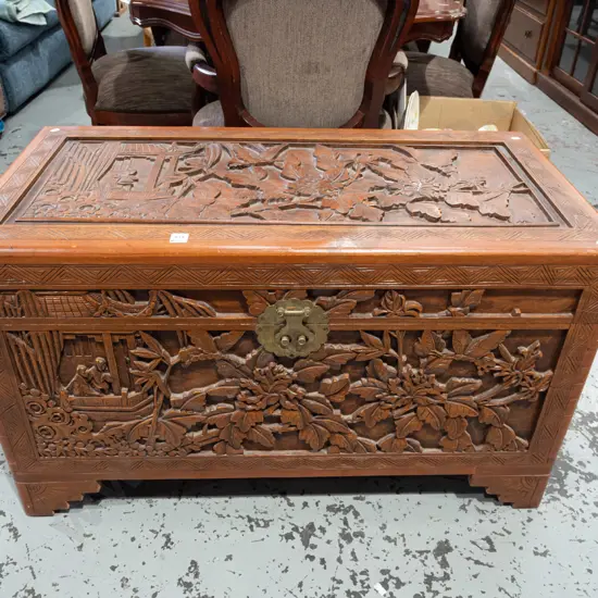 carved camphorwood chest H600 W1000 D510