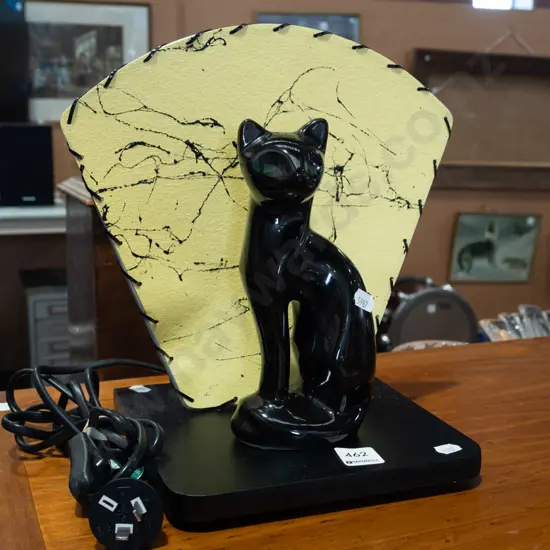 cat figurine on stand with back lighting H280