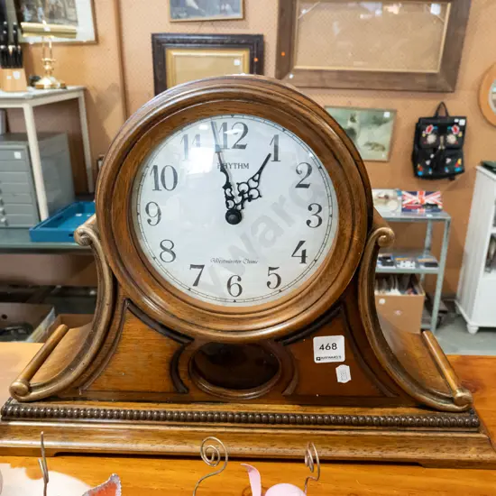 reproduction wood cased mantle clock H320