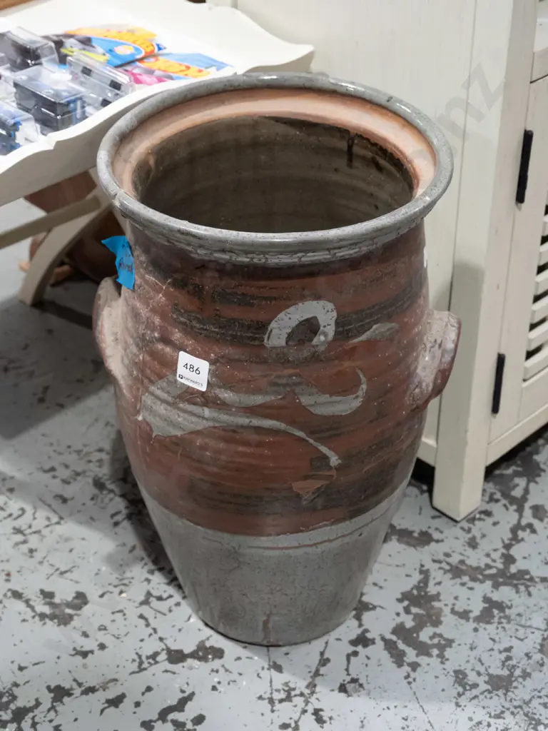 studio pottery storage crock - has repairs, no lid H460  Image 1++