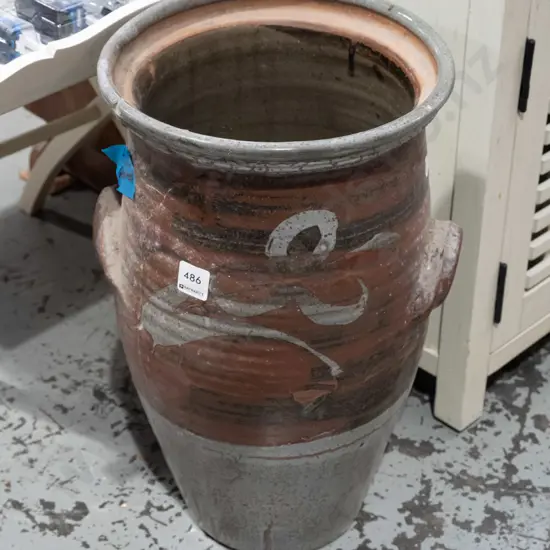 studio pottery storage crock - has repairs, no lid H460 