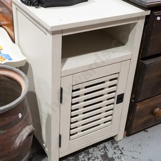 painted wooden single slat door bedside cabinet
