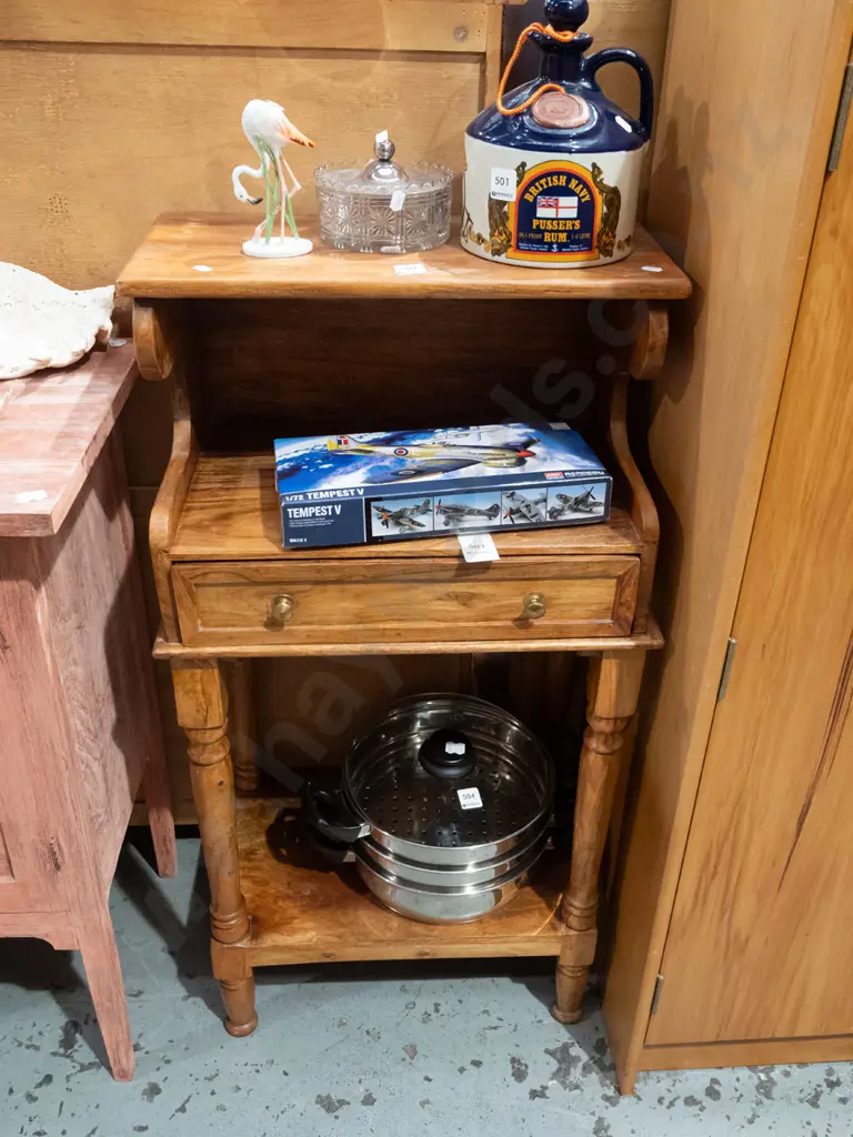 small Indonesian hardwood telephone table with single drawer H950 W470 D300 Image 1++