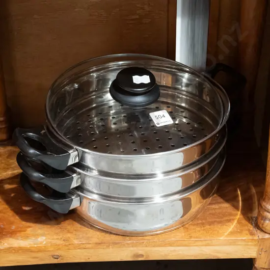 as new stainless steel steamer pot with glass top lid