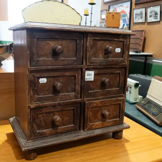 small hardwod 6 drawer chest H330 W310 D200