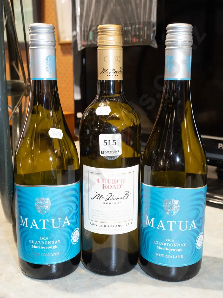 2x Matua chardonnay 2018, Church Road sauvignon blanc 2014 Image 1++