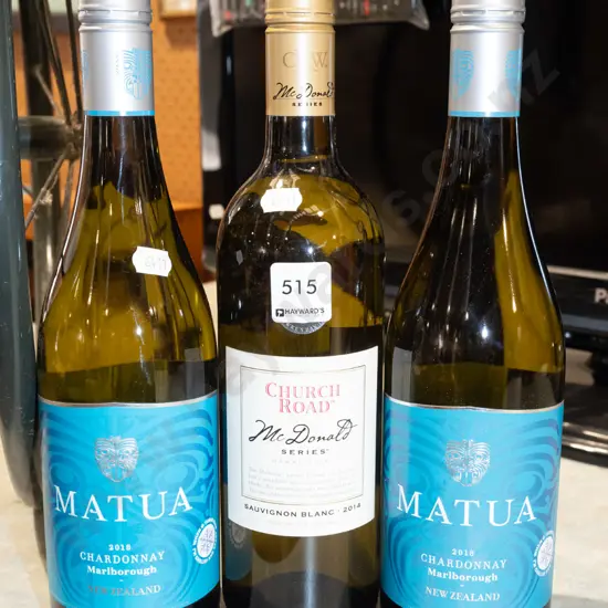 2x Matua chardonnay 2018, Church Road sauvignon blanc 2014