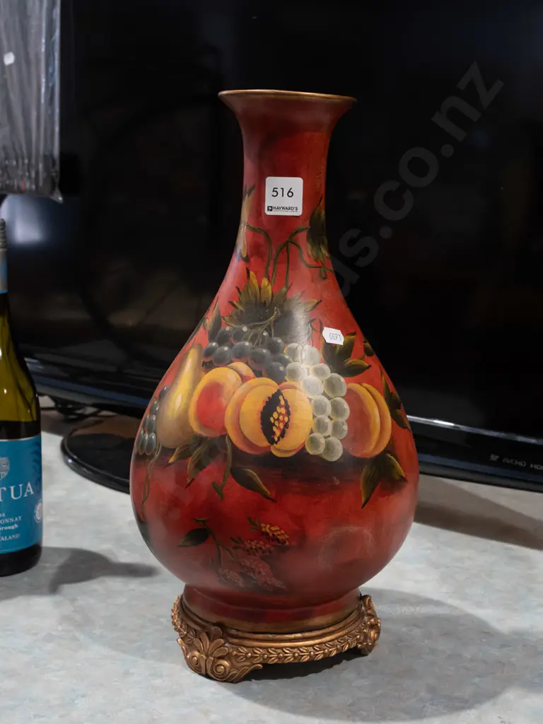 ceramic footed hand painted Italian style vase H400 Image 1++