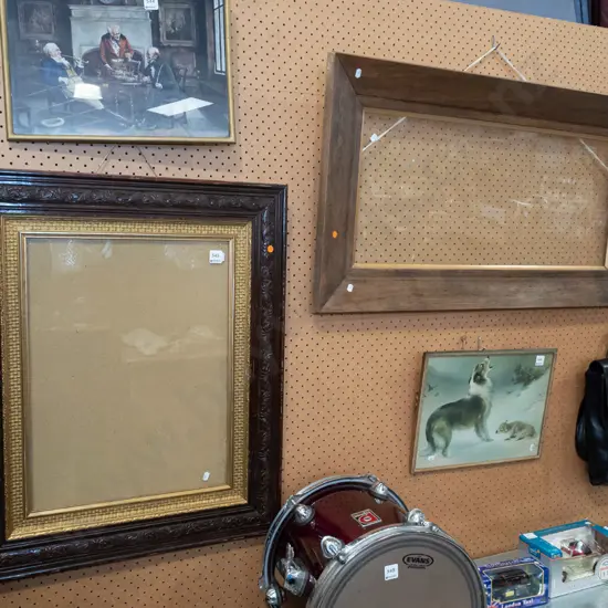 2x wooden picture frames - yellow dots H730 W600, H530 W960