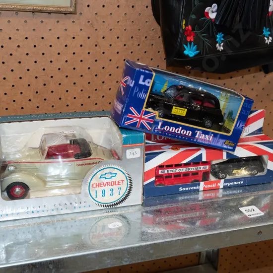 3x boxed diecast toy vehicles