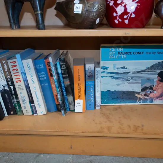 shelf; various NZ books