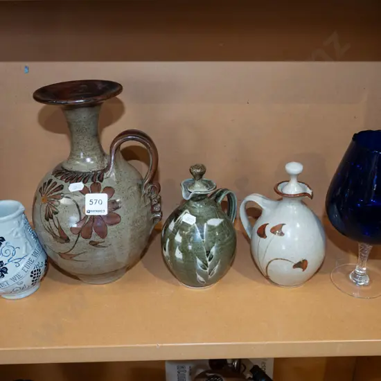vinegar bottles, jug, bottle vase, blue glass goblet H270