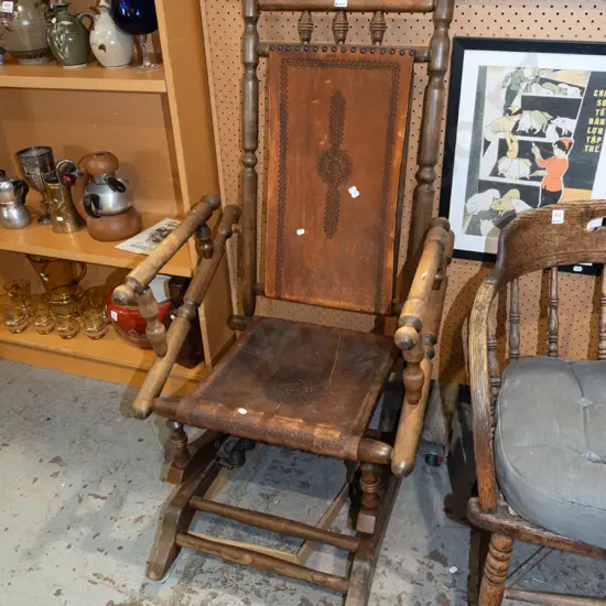 tooled leather Dexter rocking chair