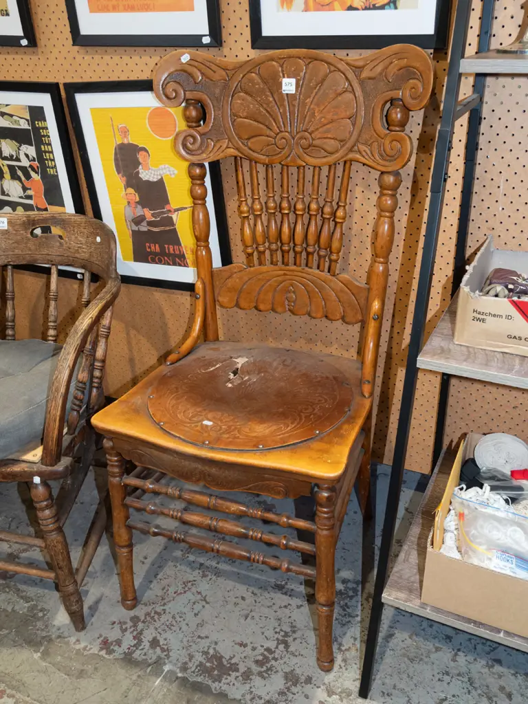 restorer's spindle back pressed wood dining chair Image 1++