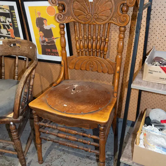 restorer's spindle back pressed wood dining chair