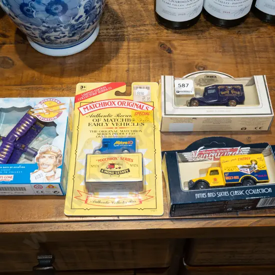 3x boxed diecast toy vehicles, diecast Cadbury bi-plane