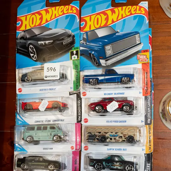 8x as new carded Hotwheels vehicles