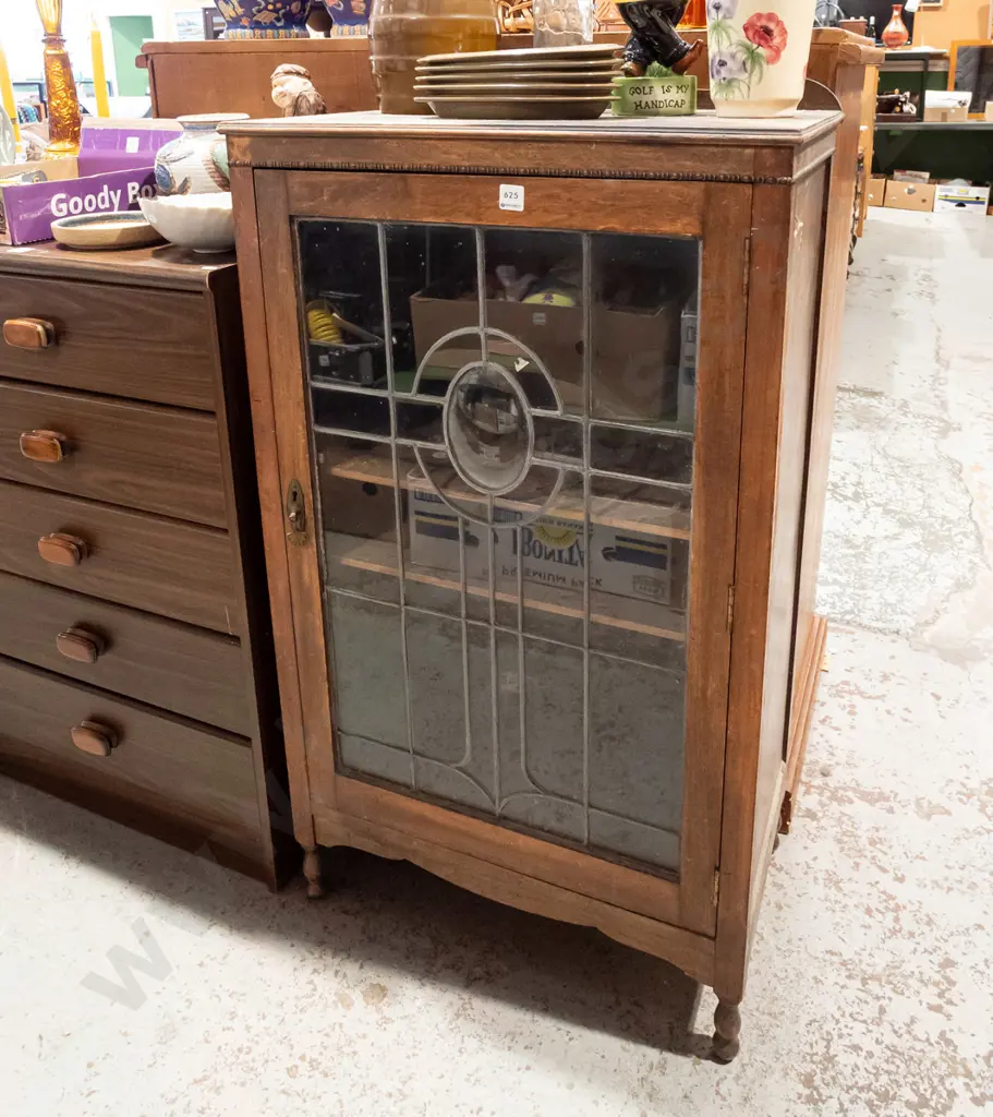 restorer's beech singler door leadlight china cabinet H1000 W610 D380 Image 1++