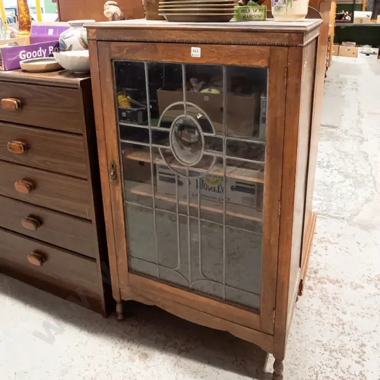 restorer's beech singler door leadlight china cabinet H1000 W610 D380