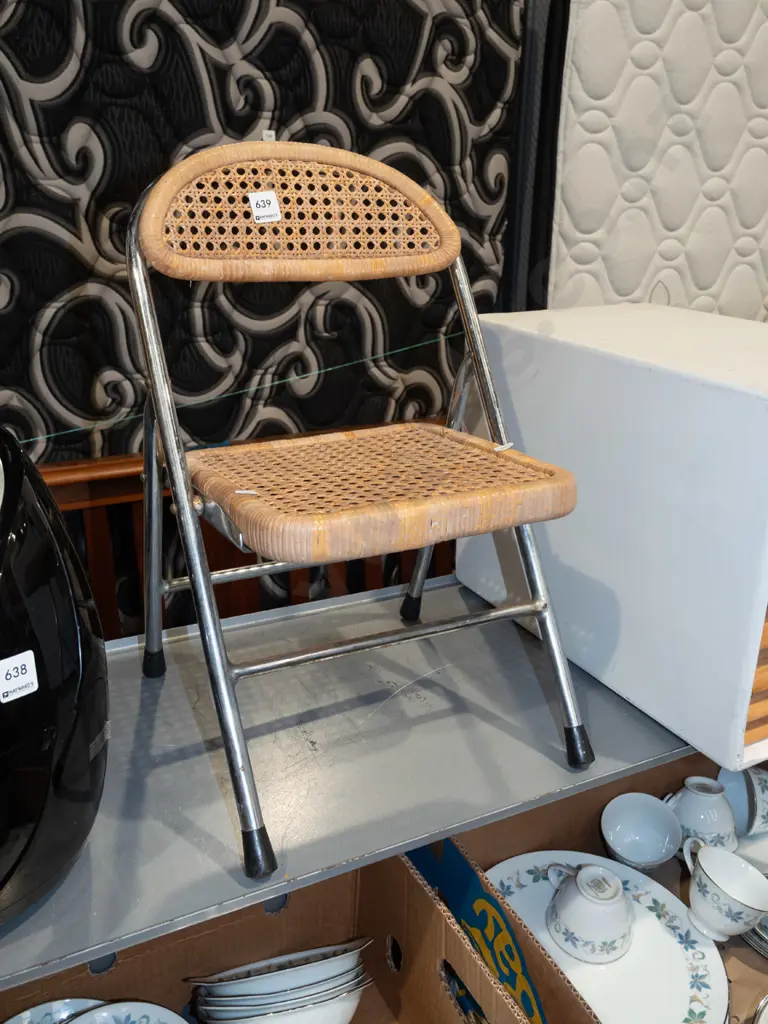 chrome and rattan childs chair Image 1++