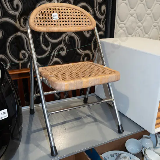 chrome and rattan childs chair