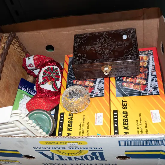 box; bbq kebab sets, jewellery box, tray etc