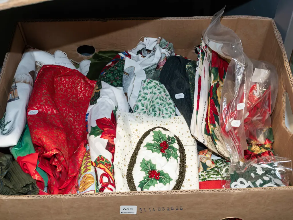 box of fabric pieces, felt lettering Image 1++