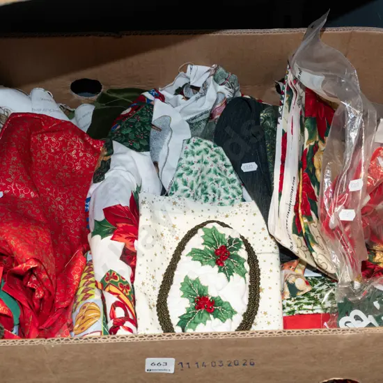 box of fabric pieces, felt lettering