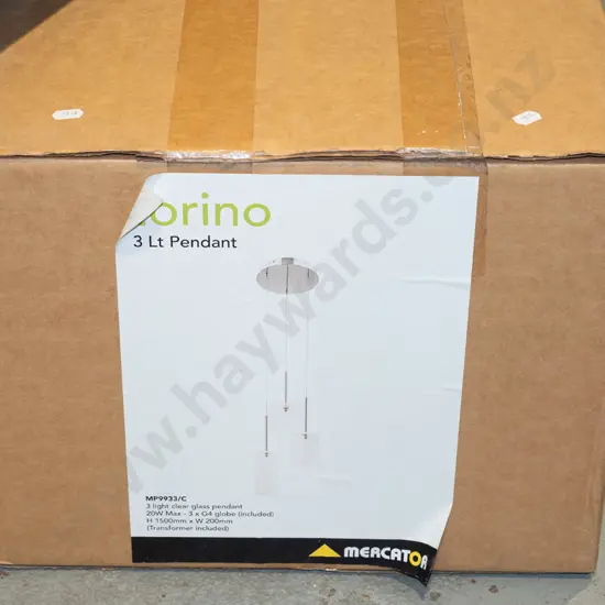 box; Torino 3 light pendant light fitting