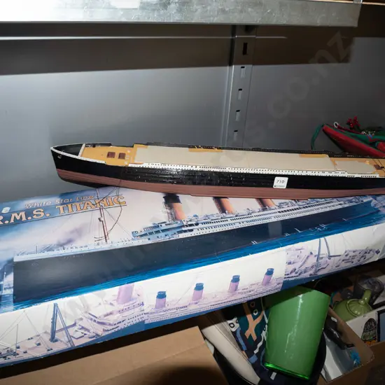 partially assembled Titanic model