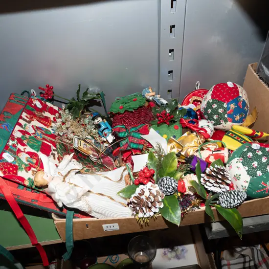 box; Xmas tree decorations