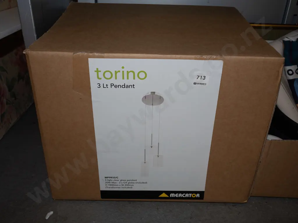 boxed Torino 3 light pendant Image 1++