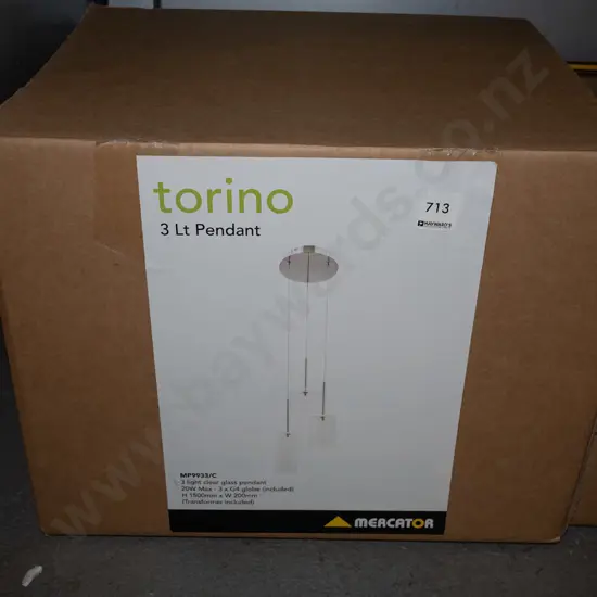 boxed Torino 3 light pendant
