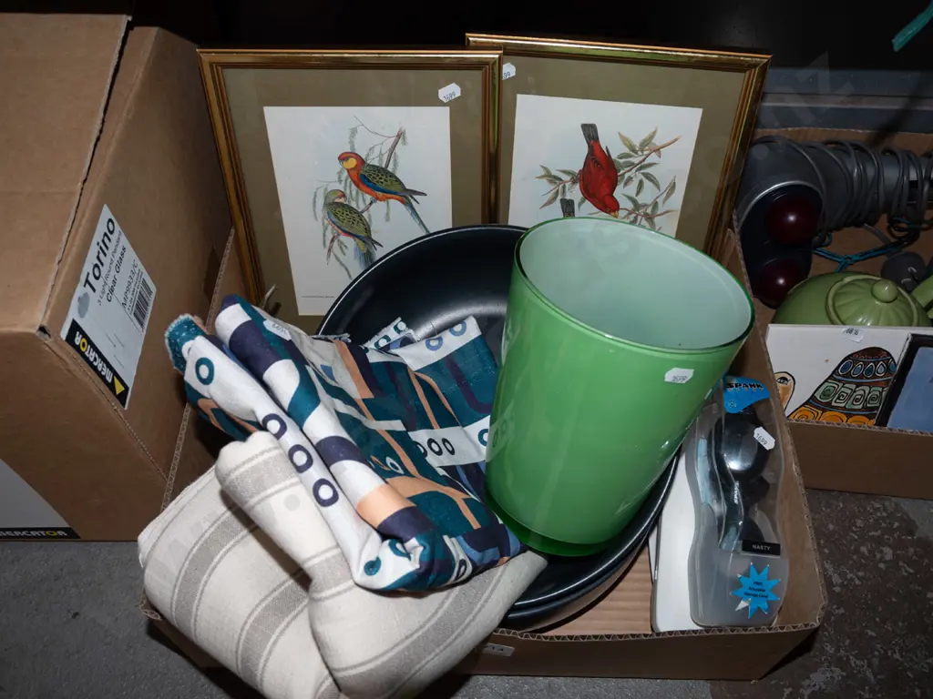 box; glass vase, print, ceramic bowls etc Image 1++