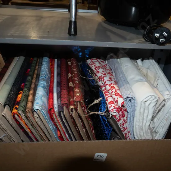 box of fabric pieces