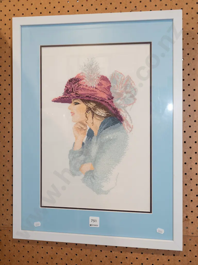 framed needlework - female portrait Image 1++