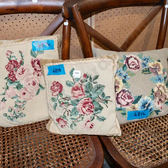 3x needlework cushions