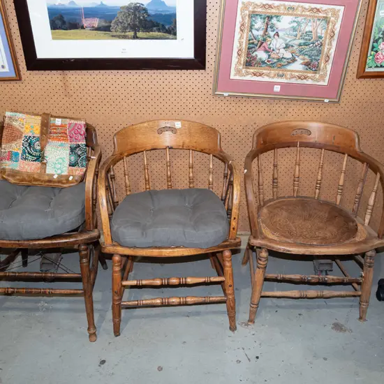 3x restorer's spindle back oak chairs