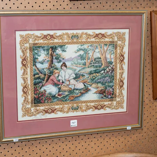 framed needlework  - picnic