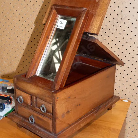 Indonesian hardwood jewellery box with mirror