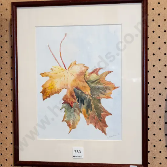 framed watercolour - autumn leaves