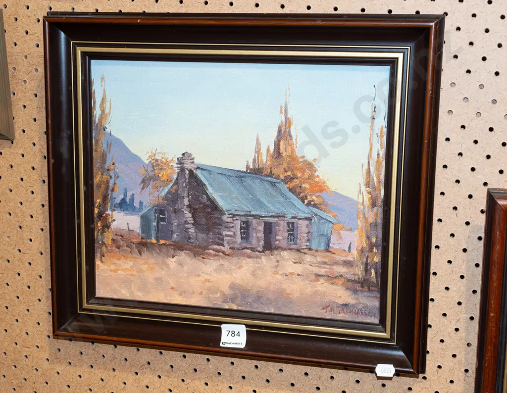 framed oil on board - stone cottage Image 1++