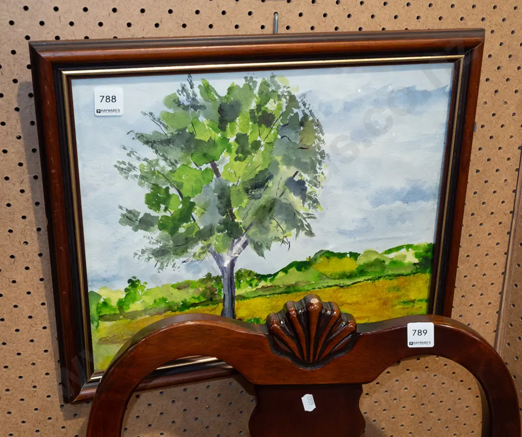 framed watercolour - tree and landscape Image 1++