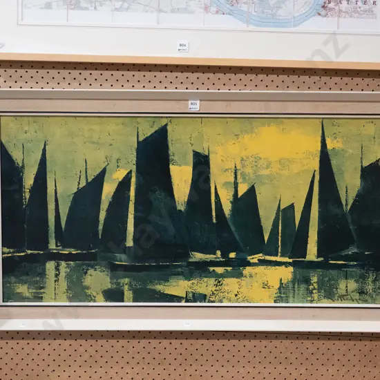 framed retro print- sailing yachts