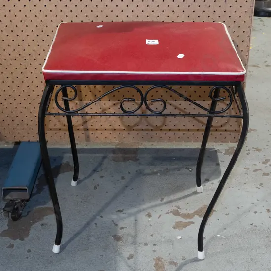 retro metal based red vinyl stool