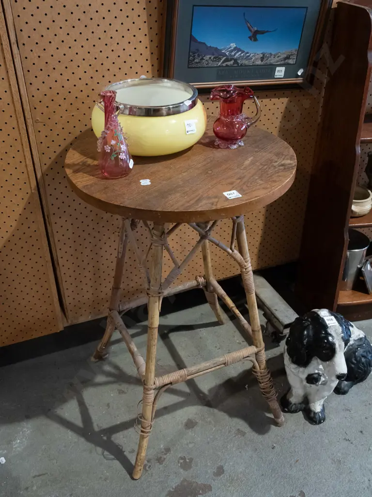 bamboo based oak top lamp table H700 W460 Image 1++